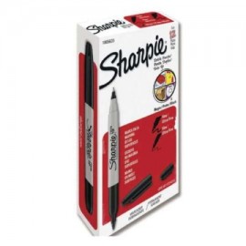 BER-MAR-805635 / 32001B Marcador doble punta Sharpie negro caja con 12 piezas