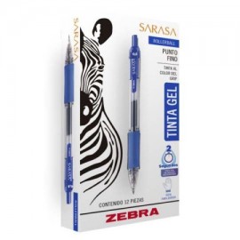 ZEB-BOL-851C / 8851 Bolígrafo gel retráctil sarasa zebra punto fino 0.5 mm color azul 12 pz