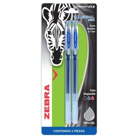 ZEB-BOL-861A / 8621 Boligrafo gel j roller rx zebra punto fino 0.5 mm azul blister 2 pz