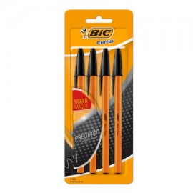 BIC-BOL-F290CN4 / 70330354425 Boligrafo Bic cristal punto fino negro barril naranja 0.8 mm 4 piezas