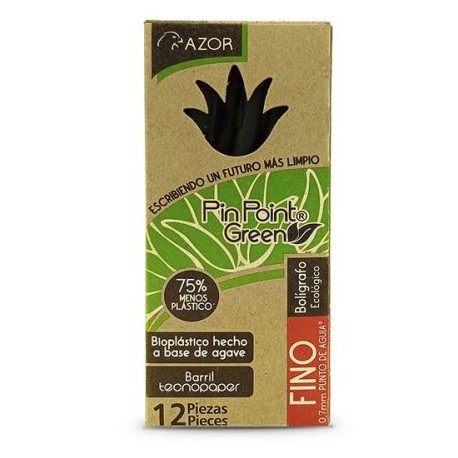 AZO-BOL-6890NE / 301.6890NE BOLIGRAFO PIN POINT GREEN NEGRO C/12