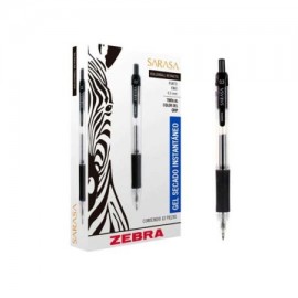 ZEB-BOL-880C / 8800 Bolígrafo gel retráctil sarasa zebra punto medio 0.7 mm color negro 12 pz