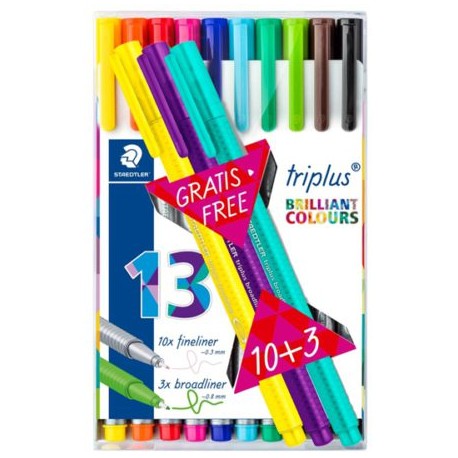 STD-MAR-4TB13 / 334 TB13 06 Rotulador Staedtler triplus fineliner colores estuche de 10 + 3 piezas