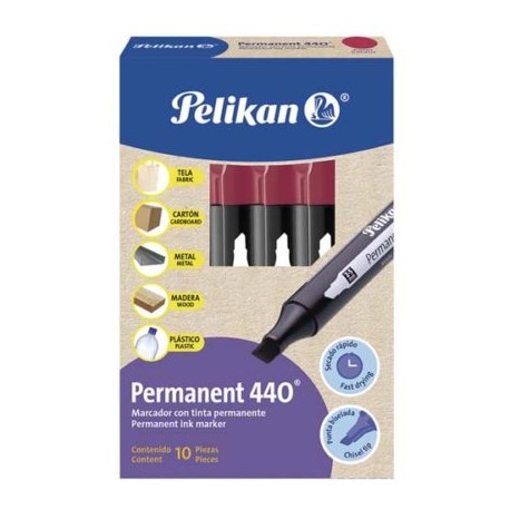 PEL-MAR-440RJOC / 30240003 Marcador permanetne Pelikan 440 redondo rojo caja con 10 piezas