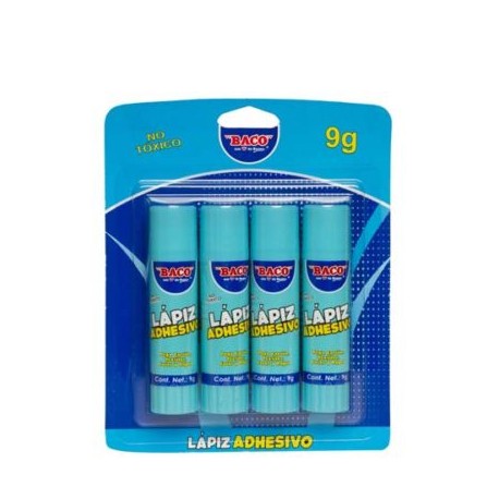 BAC-PEG-PG12 / PG012 Lapiz adhesivo Baco 9g blister 4 piezas