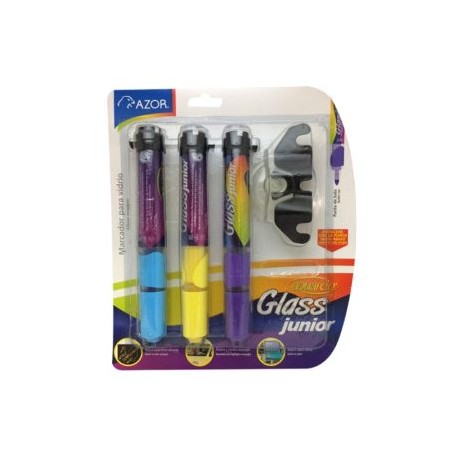 AZO-MAR-22326NV / 301.232326NVA MARCADOR AQUARELO GLASS JR SURT. C/3