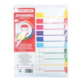 DIE-SEP-4403 / 4403 Separadores Dietrix tamaño carta del 1 al 10 pestañas de color impreso el numero