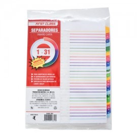DIE-SEP-7631 / 7631 Separadores Dietrix tamaño carta del 1 al 31 pestañas de color impreso el numero