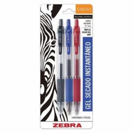 ZEB-BOL-883BT / 8830 Bolígrafo gel retráctil sarasa punto medio 0.7 mm  3 colores blister 3 pz