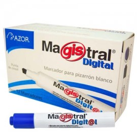 AZO-MAR-8380AZC / 8380AZ Marcador Magistral Digital punta cincel 6 mm color azul caja con 12 piezas