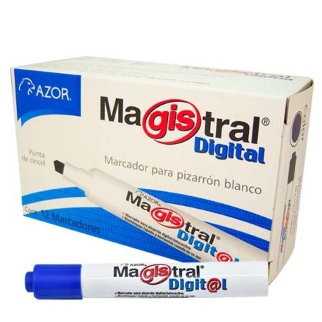 AZO-MAR-8380AZC / 8380AZ Marcador Magistral Digital punta cincel 6 mm color azul caja con 12 piezas