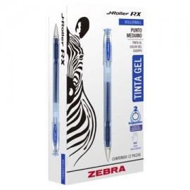 ZEB-BOL-801C / 8001 Boligrafo gel j roller rx zebra punto mediano 0.7 mm azul 12 pz