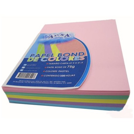 APS-PAP-058 / PB058 Hojas tamaño carta APSA colores pastel paquete con 500 hojas