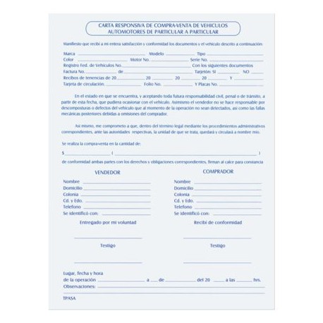 PIN-POL-CRBOND / CR Carta responsiva Pinos Altos carta block con 50 hojas