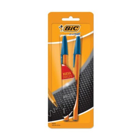 BIC-BOL-F290CA2 / 70330354401 Boligrafo Bic Cristal punto fino azul barril naranja 0.8 mm 2 piezas