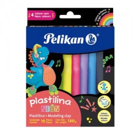 PEL-PLAS-67005 / 6700005 Plastilina Pelikan colores neón caja con 10 barras colores surtidos