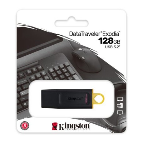 ME-KIN-DTX128GB / DTX/128GB Memoria USB, 128GB, 3.2 Gen 1, Negro/Amarillo