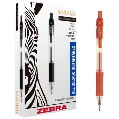 ZEB-BOL-852C / 8852 Bolígrafo gel retráctil sarasa zebra punto fino 0.5 mm color rojo 12 pz