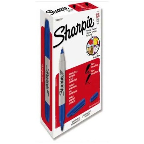 BER-MAR-805637 / 1805637 Marcador doble punta Sharpie azul caja con 12 piezas
