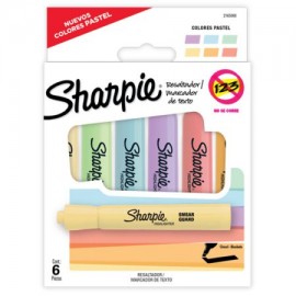 BER-MAR-65088 / 2165088 Resaltador Sharpie Tank caja con 6 piezas colores pastel surtidos