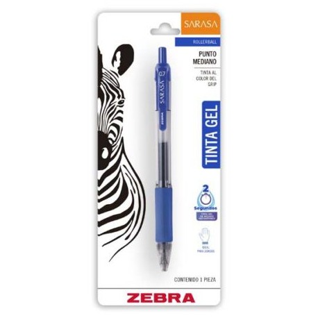 ZEB-BOL-881B / 8811 Bolígrafo gel retráctil sarasa zebra punto medio 0.7 mm azul blister 1 pz