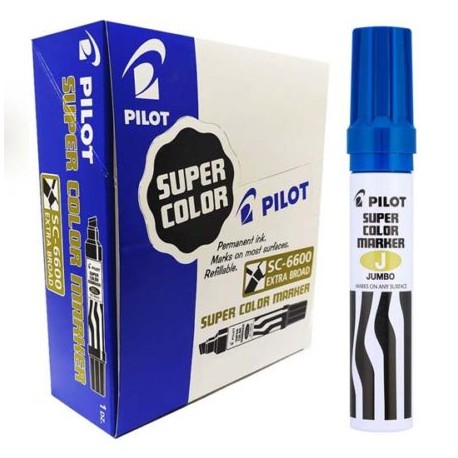 PIIL-MAR-43200C / EMP-175 Marcador permanente Jumbo Pilot punta cincel hasta 12.5 mm azul caja con 12 piezas