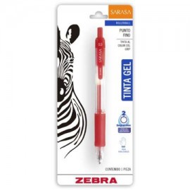 ZEB-BOL-852B / 8862 Bolígrafo gel retráctil sarasa zebra punto fino 0.5 mm rojo blister 1 pz