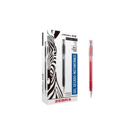 ZEB-BOL-862C / 8602 Boligrafo gel j roller rx zebra punto fino 0.5 mm rojo 12 pz