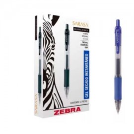 ZEB-BOL-881C / 8801 Bolígrafo gel retráctil sarasa zebra punto medio 0.7 mm color azul 12 pz