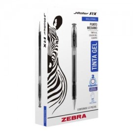 ZEB-BOL-800C / 8000 Boligrafo gel j roller rx zebra punto mediano 0.7 mm negro 12 pz