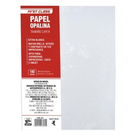 DIE-PAP-3391 / 3391 Papel opalina Dietrix 100 hojas tamaño carta 125 gr