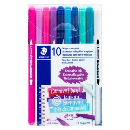 STD-MAR-3240 / 3240TB10LU Marcador Mágico Staedtler borrable de doble punta estuche con 10 piezas