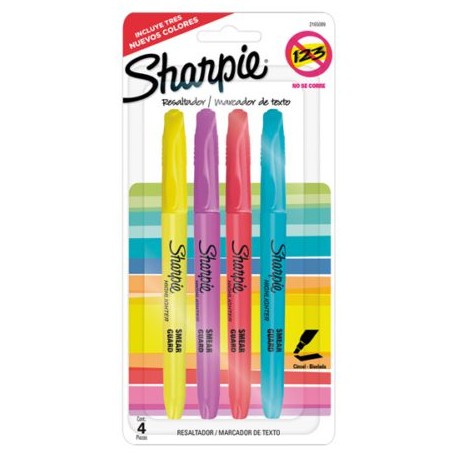 BER-MAR-165089 / 2165089 Resaltador Sharpie Pocket caja con 4 piezas colores fluorescentes surtidos