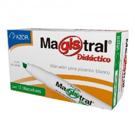 AZO-MAR-8350VEC / 8350VE Marcador Magistral Didáctico punta cincel 6 mm color verde caja con 12 piezas