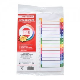DIE-SEP-4404 / 4404 Separadores Dietrix tamaño carta del 1 al 15 pestañas de color impreso el numero