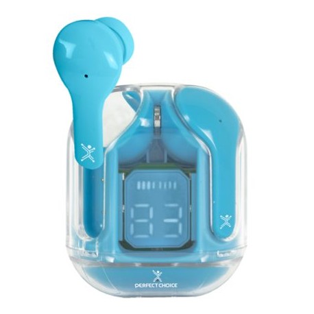 MC-ACC-117032 / PC-117032 Audífonos Perfect Choice clear beat azules con indicador de carga