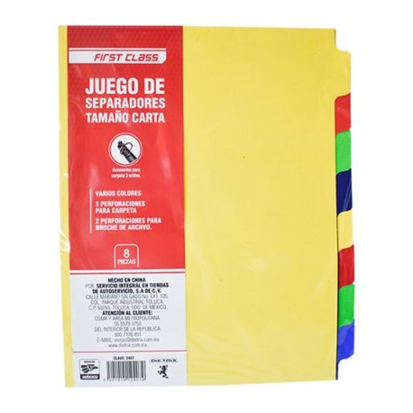 DIE-SEP-2407 / 2407 Juego de separadores Dietrix carta colores neón 8 piezas