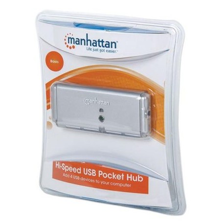 IC-CO-160599 / 160599 Hub Manhattan USB v2.0 4 puertos mini plata