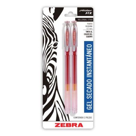 ZEB-BOL-802R / 8022 Boligrafo gel j roller rx zebra punto mediano 0.7 mm rojo blister 2 pz