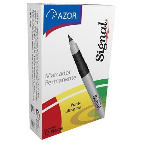 AZO-MAR-37001C / 301.37001 MARCADOR SIGNAL ULTRAFINO NEGRO C/12