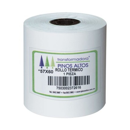 PIN-ROL-RT5760 / RT5760 Rollo de papel térmico Pinos Altos 57 x 60 mm caja con 50 rollos a granel