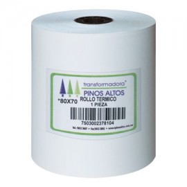 PIN-ROL-RT8070 / RT8070 Rollo de papel térmico Pinos Altos 80 x 70 mm caja con 50 rollos a granel