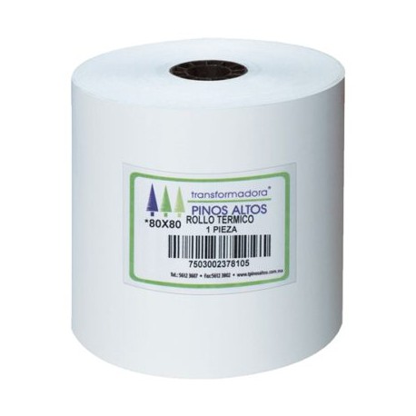 PIN-ROL-RT8080 / RT8080 Rollo de papel térmico Pinos Altos 80 x 80 mm caja con 50 rollos a granel