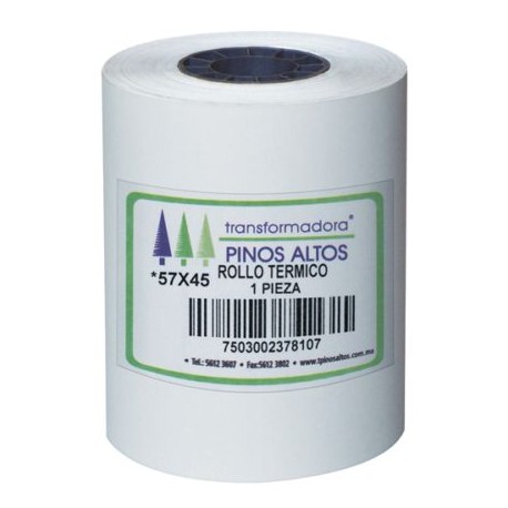 PIN-ROL-RT5745 / RT5745 Rollo de papel térmico Pinos Altos 57 x 45 mm caja con 200 rollos a granel