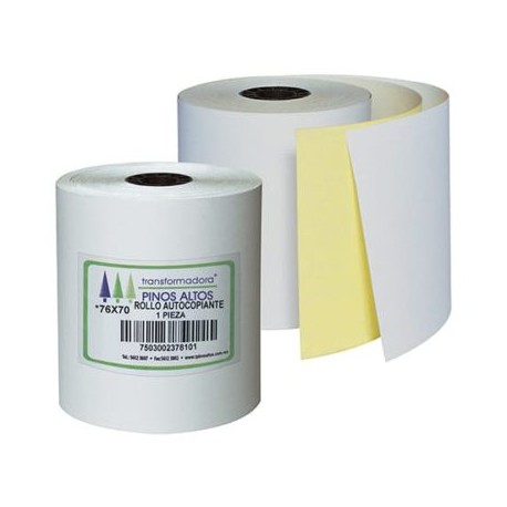 PIN-ROL-RBA7570 / RBA7570 Rollo de papel autocopiante Pinos Altos 76 x 70 mm 50 rollos a granel