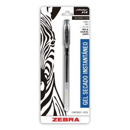 ZEB-BOL-860B / 8610 Boligrafo gel j roller rx zebra punto fino 0.5 mm negro blister 1 pz