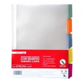 DIE-SEP-9156 / 9156 Separadores plástico de color Dietrix tamaño carta con insertos 5 piezas