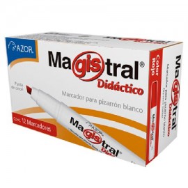 AZO-MAR-8350ROC / 8350RO Marcador Magistral Didáctico punta cincel 6 mm color rojo caja con 12 piezas