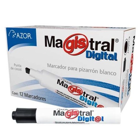 AZO-MAR-8380NEC / 8380NE Marcador Magistral Digital punta cincel 6 mm color negro caja con 12 piezas