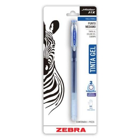 ZEB-BOL-801B / 8011 Boligrafo gel j roller rx zebra punto mediano 0.7 mm azul blister 1 pz